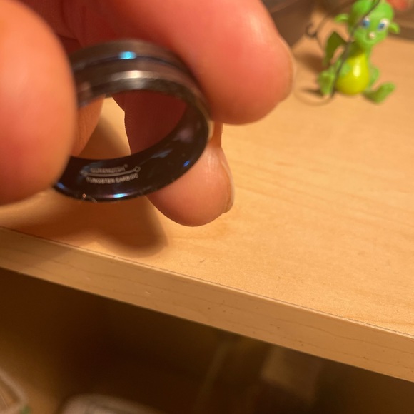 Tungsten Carbide Blue Ion Wedding Band - Picture 3 of 3